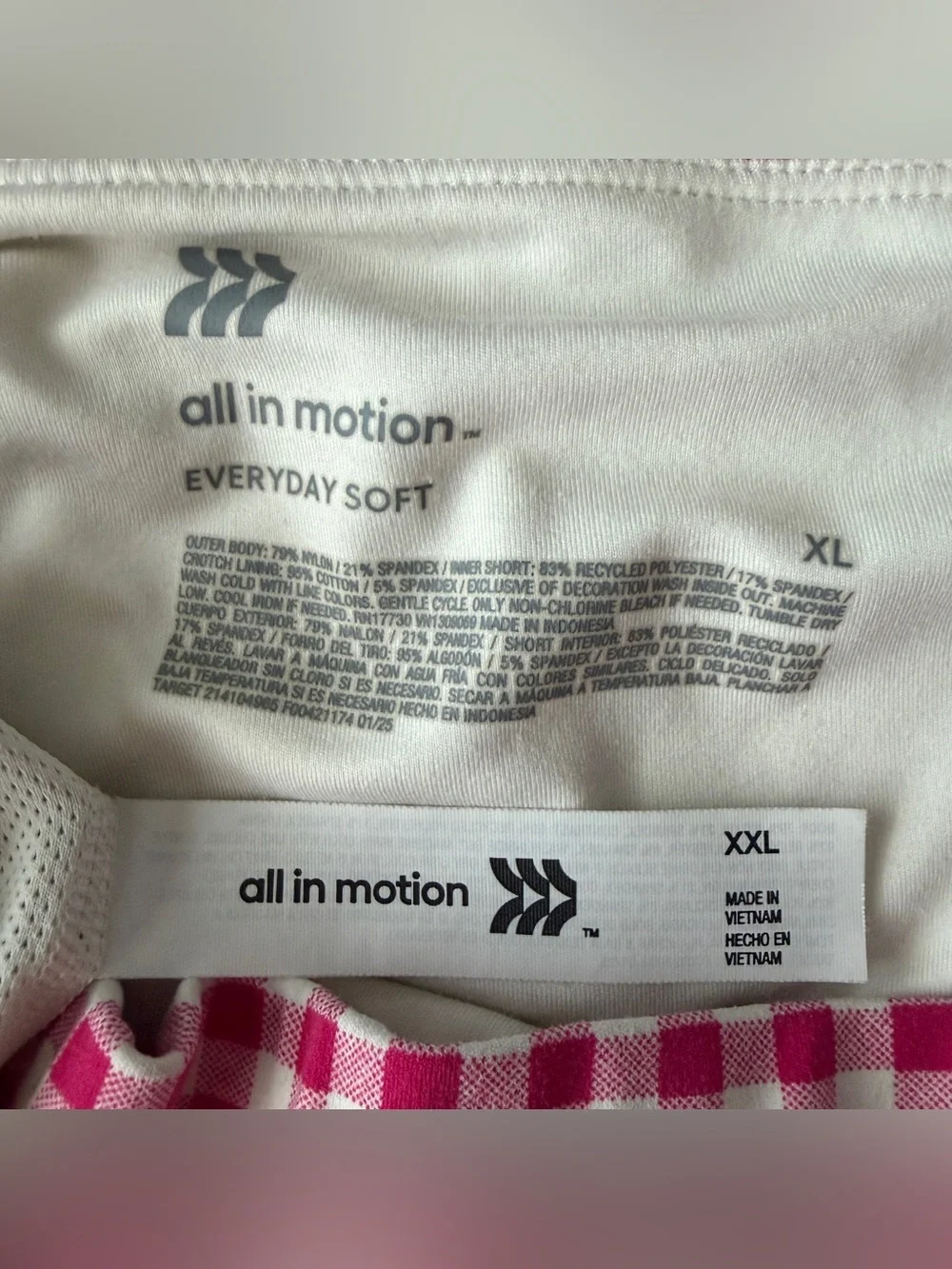 All In Motion Pink White Gingham Everyday Soft Tank and Matching Skort Set